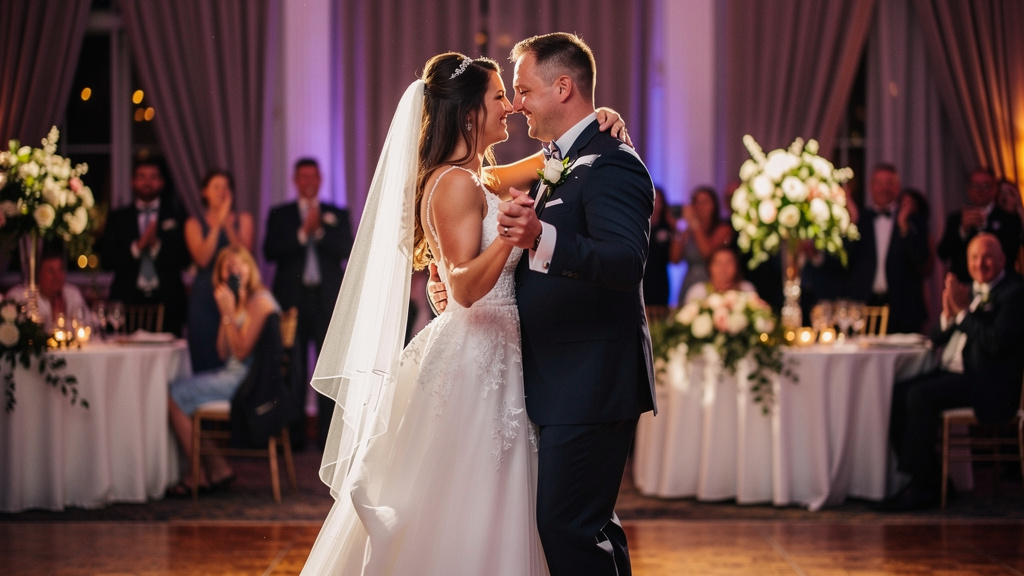 La pareja de novios disfrutando de su primer baile juntos
