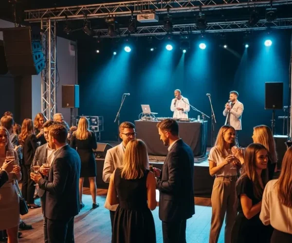 bonkers image a stunning corporate (1) People networking at a business event with DJ